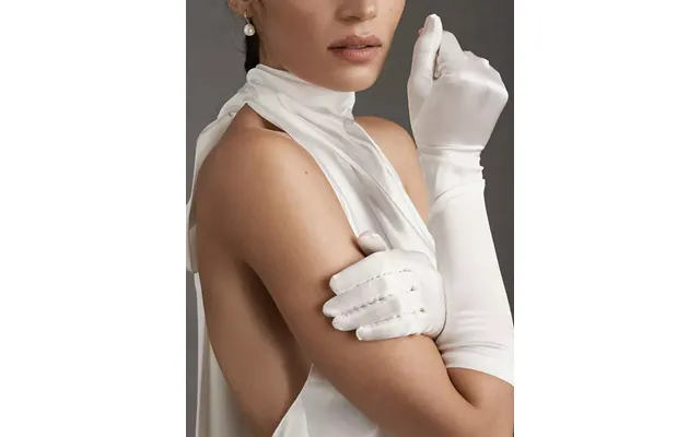 Elegant Elbow Satin Simple Satin Long Bridal Gloves, Vm22 - Ivory