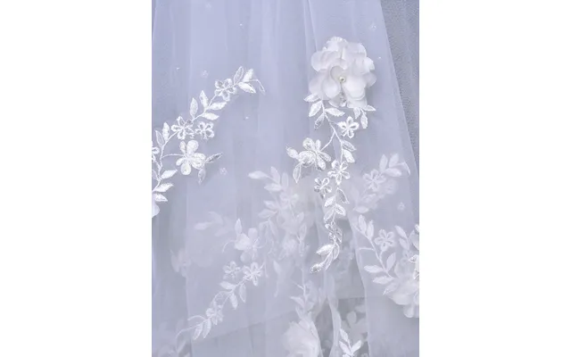 Elegant Handmade 3d Floral Pearls Bridal Veil, V122 - White