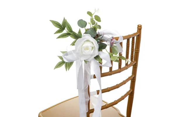 European Outdoor Forest Artificial Flowers Decoration Wedding Party Decorative Chair Back Flowers, Cf17019 - White