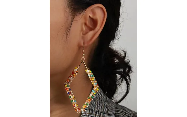 Fashion Geometric Colorful Individual Metal Diamond Shape Earrings