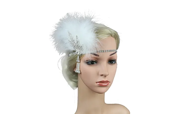 Feather Hair Clip White Black Feathers, Vintage Jewel Comb, Barrette, Baguette Marquise - White