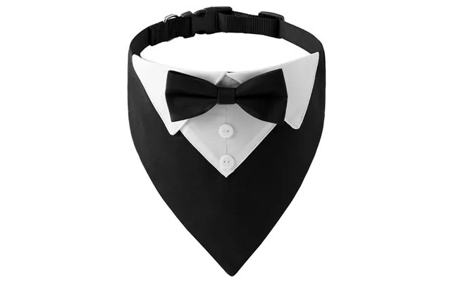 Formal Dog Tuxedo Wedding Bandana With Bowtie Adjustable Outfit For Dogs Pets - Black S