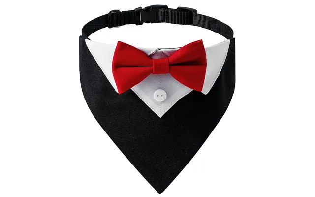 Formal Dog Tuxedo Wedding Bandana With Bowtie Adjustable Outfit For Dogs Pets - Red S