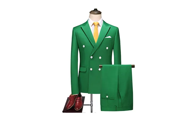 Green Men's Casual 3 Piece Suit Notch Lapel Flat Tuxedos Set Cn462