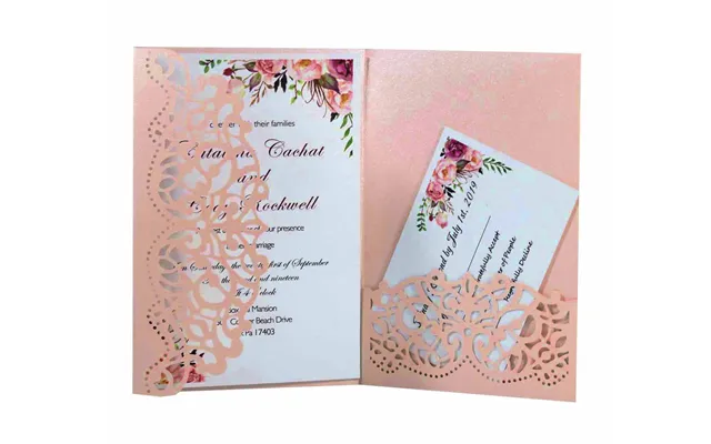 Greeting Card Wedding Invitation Letter,holiday Hollow Out Invitation, Hk-360 - Pink