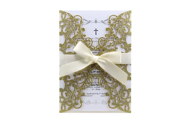Hot Selling Wedding Invitation, Hollow Out Wedding Greeting Card, Hk-213 - Gold