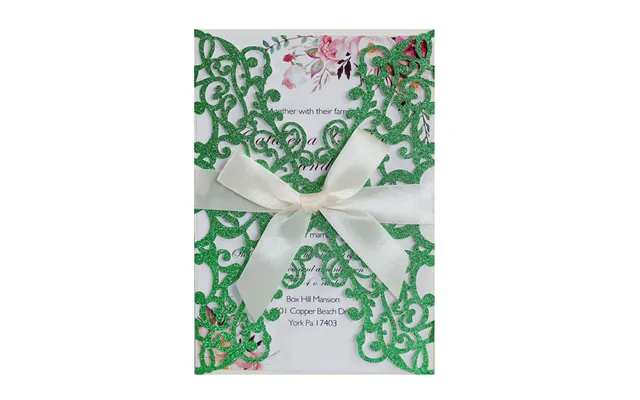 Hot Selling Wedding Invitation, Hollow Out Wedding Greeting Card, Hk-213 - Green