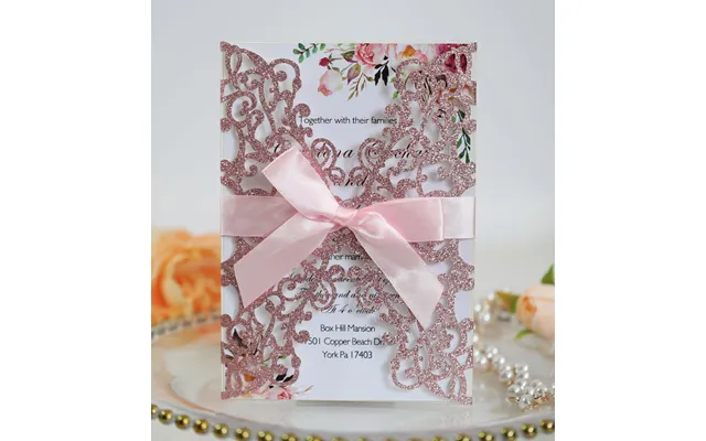 Hot Selling Wedding Invitation, Hollow Out Wedding Greeting Card, Hk-213 - Pink