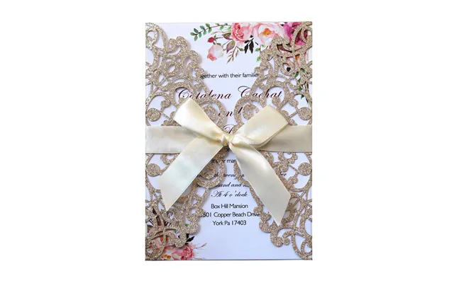 Hot Selling Wedding Invitation Letter, Hollow Out Greeting Card, Hk-93 - Metallic-gold