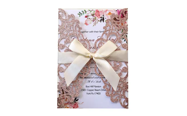 Hot Selling Wedding Invitation Letter, Hollow Out Greeting Card, Hk-93 - Rose-gold