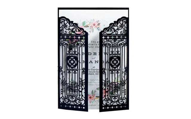 Hot Selling Wedding Laser Hollow Out Invitation, Happiness Gate Greeting Card, Hk-289 - Black