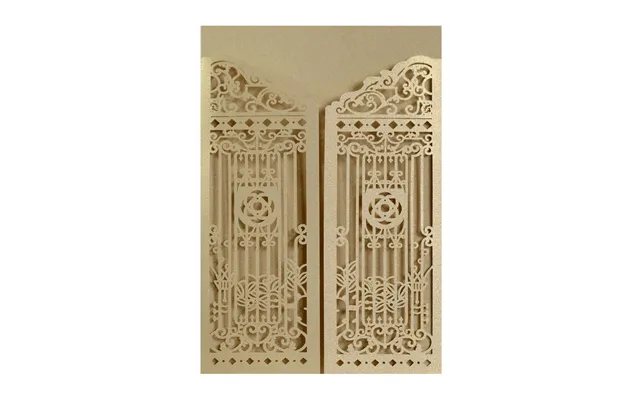 Hot Selling Wedding Laser Hollow Out Invitation, Happiness Gate Greeting Card, Hk-289 - Champagne