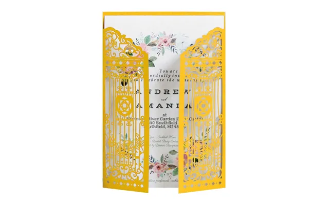 Hot Selling Wedding Laser Hollow Out Invitation, Happiness Gate Greeting Card, Hk-289 - Gold