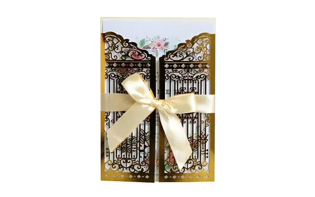 Hot Selling Wedding Laser Hollow Out Invitation, Happiness Gate Greeting Card, Hk-289 - Marigold