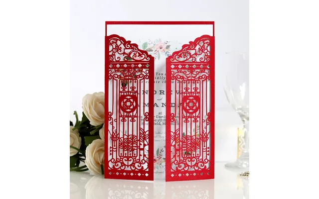 Hot Selling Wedding Laser Hollow Out Invitation, Happiness Gate Greeting Card, Hk-289 - Red