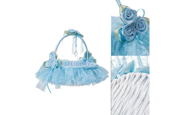 Lace Fabric Wedding Flower Basket, Flower Girl, Flower Basket Bridesmaid Hand Basket, Hl-5625 - Blue