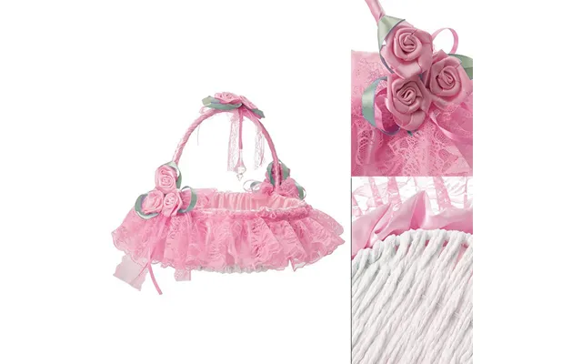Lace Fabric Wedding Flower Basket, Flower Girl, Flower Basket Bridesmaid Hand Basket, Hl-5625 - Pink