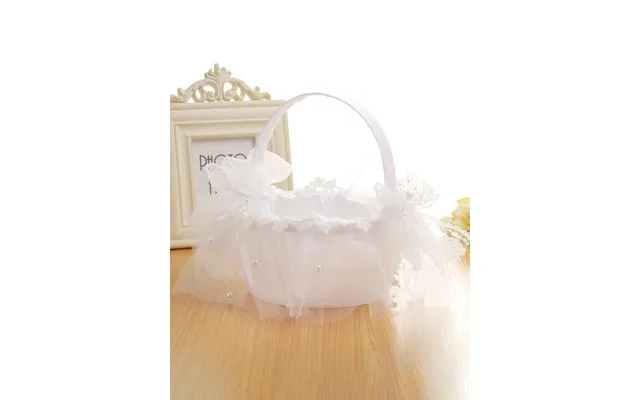 Lace Hanging Diamond Wedding Hand Basket Creative Wedding Flower Basket, Hl-5641 - White
