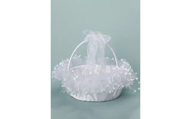 Lace White Bow Decoration Portable Flower Basket With Movable Handle, Hl-5721 - White