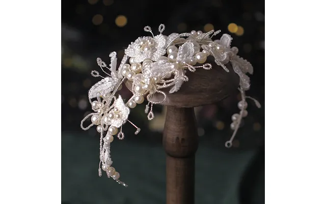 Luxury Hand-twisted Pearl Flower Wedding Dress Hairband Veil For Women Cn29 - Silver