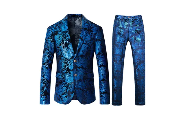 Men's Metallic Floral Print Tuxedo 2-piece Suits 4 Color Cn413