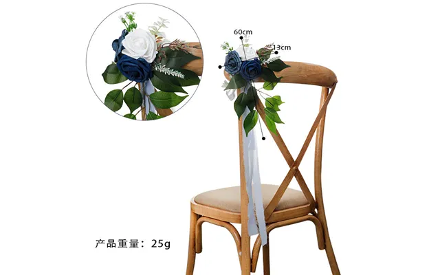New Artificial Flower Hotel Decoration Outdoor Wedding Chair Back Flower, Cf17044 - Ink-blue
