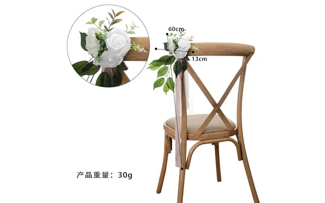 New Artificial Flower Hotel Decoration Outdoor Wedding Chair Back Flower, Cf17044 - White