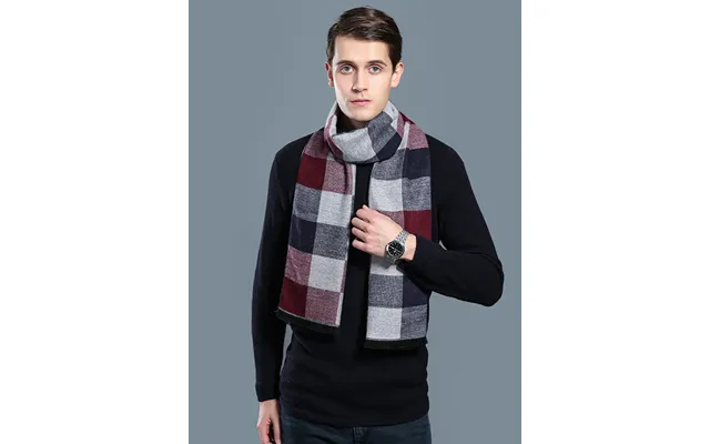 New Autumn And Winter Men's Casual Scarf Simple Plaid Solid Color Warm Neck Scarf - A