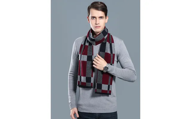 New Autumn And Winter Men's Casual Scarf Simple Plaid Solid Color Warm Neck Scarf - B