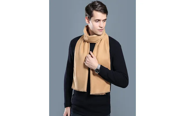 New Autumn And Winter Men's Casual Scarf Simple Plaid Solid Color Warm Neck Scarf - C