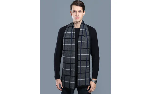 New Autumn And Winter Men's Casual Scarf Simple Plaid Solid Color Warm Neck Scarf - G
