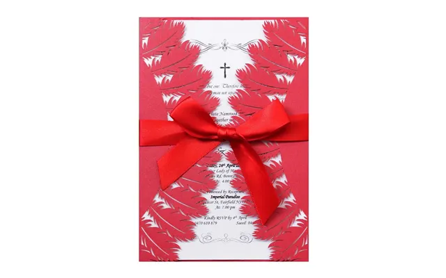 New Feather Wedding Party Invitation Letter, Hollow Out Greeting Card, Hk-71 - Red