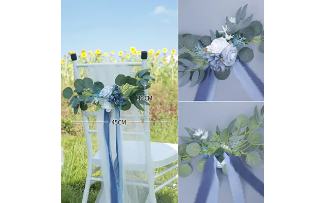 New Outdoor Forest Chair Back Flower Wedding Simple Leaning Back Flowers, Cf17035 - Blue
