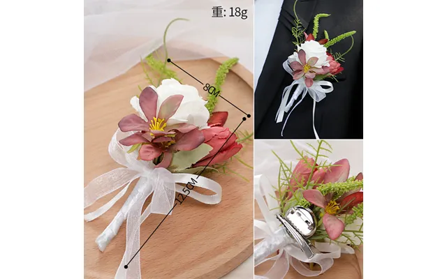 New Style Wedding Bridesmaids Wrist Flowers Girls Decorative Wrist Flowers , Cg61497 - Corsage Red White