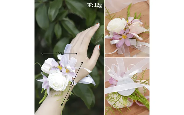 New Style Wedding Bridesmaids Wrist Flowers Girls Decorative Wrist Flowers , Cg61497 - Wrist Flower Purple White