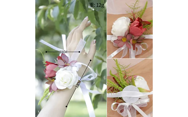 New Style Wedding Bridesmaids Wrist Flowers Girls Decorative Wrist Flowers , Cg61497 - Wrist Flower Red White