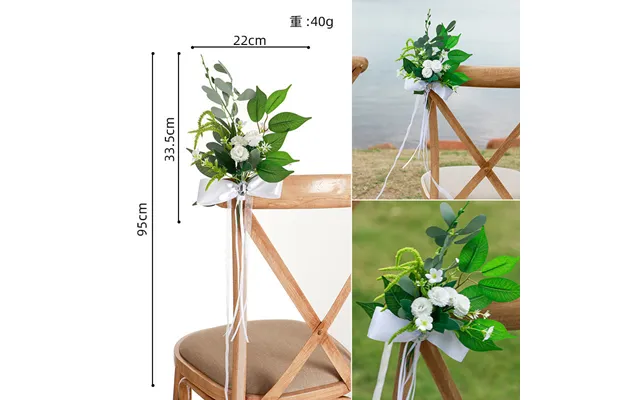 New Summer Forest Green Leaf Chair Back Flower Outdoor Wedding Leaning Decoration Flower, Cf17079 - 17079