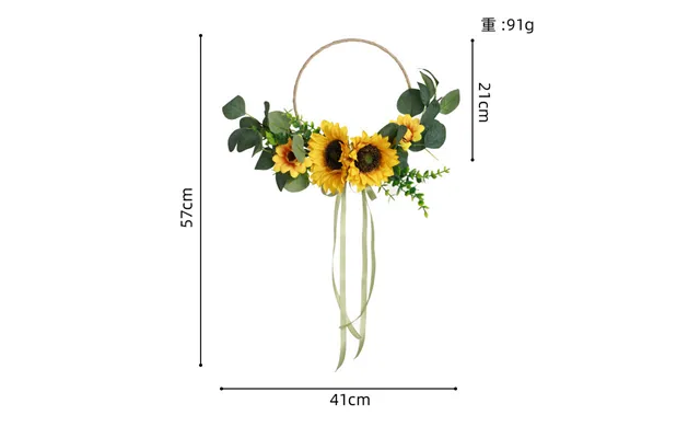 New Sunflower Home Decoration Wreath Wall Hanging Door Decoration Festive Decoration Tassel Wreath, Cf6114 - Yellow