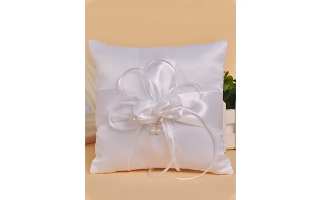 Pearl Bud Cross Bridal Ring Pillow Flower Ring Pillow, Jzh-5740 - White