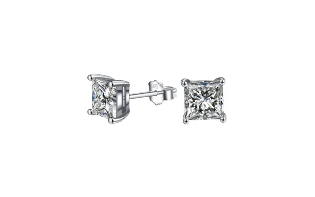 Platinum Plated Sterling Silver Cushion Cut Cubic Zirconia Stud Earrings