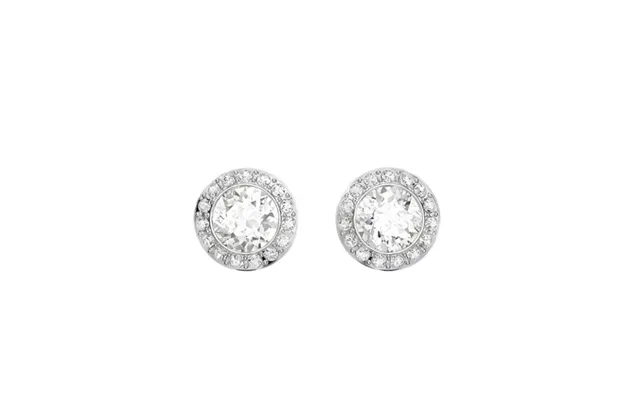 Roman Crystal Inlaid Round Cut Dazzling Charm Earrings - Silver