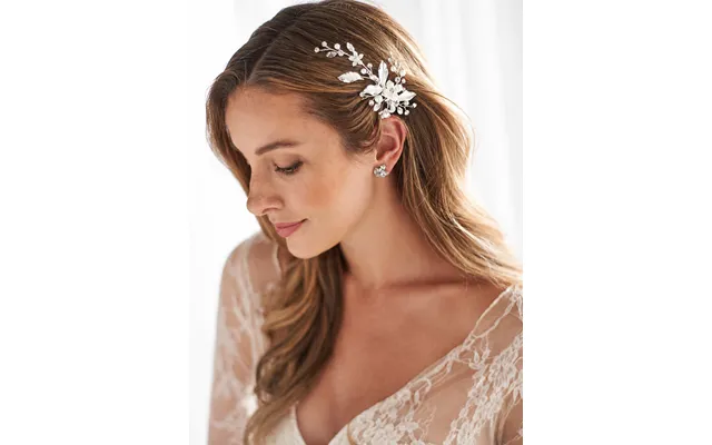 Simple Fairy Beauty Tiara Delicate Handmade Flower Side Clip Bride Wedding Dress Hairpin - Silver