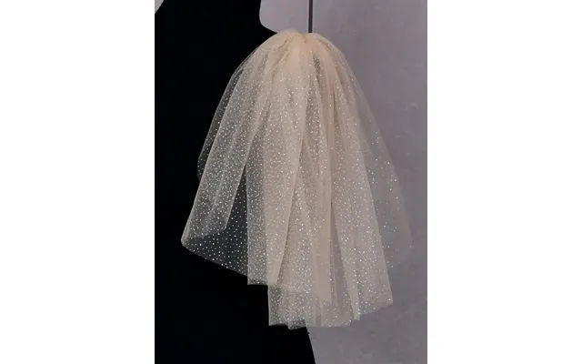 Sparkly Bronzing Long Tulle Simple Shoulder Gauze, Vg40 - Champagne