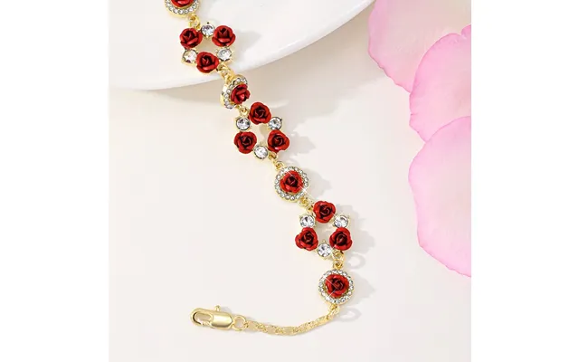 Vintage Jewelry Rose Blossom Burgundy Bracelet - Picture Color