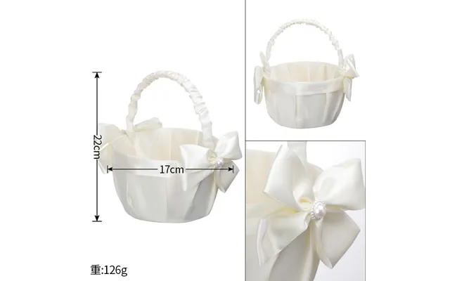 Wedding Flower Basket Flower Girl Bridesmaid Sprinkle Flower Basket White Bow Decoration, Hl-5782 - 5782