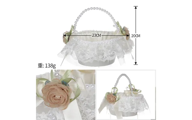 Wedding Flower Basket Flower Girl Bridesmaid Sprinkle Flower Basket White Bow Decoration, Hl-5782 - 5784