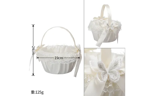 Wedding Flower Basket Flower Girl Bridesmaid Sprinkle Flower Basket White Bow Decoration, Hl-5782 - 5787