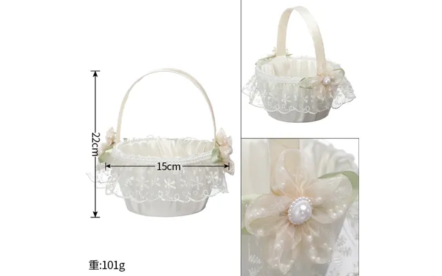 Wedding Flower Basket Flower Girl Bridesmaid Sprinkle Flower Basket White Bow Decoration, Hl-5782 - 5788