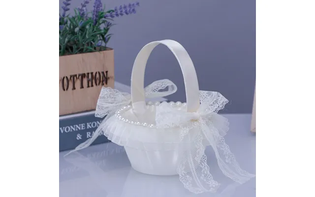 Wedding Flower Basket Flower Girl Bridesmaid Sprinkle Flower Basket White Bow Decoration, Hl-5782 - 5790