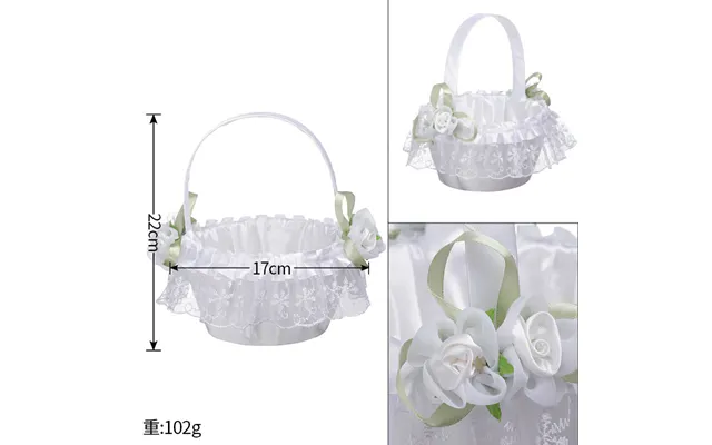 Wedding Flower Basket Flower Girl Bridesmaid Sprinkle Flower Basket White Bow Decoration, Hl-5782 - 5795